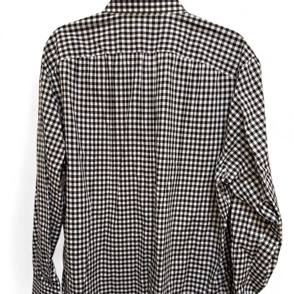 Isaia Men's Black & White Plaid Long Sleeve Shirt Sz 18 / 45 Button Up - Picture 7 of 7